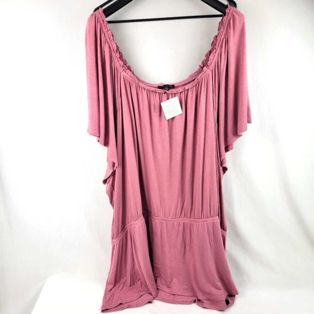 NWT Lane Bryant off the shoulder flowy heathered‎ dusty rose peplum top